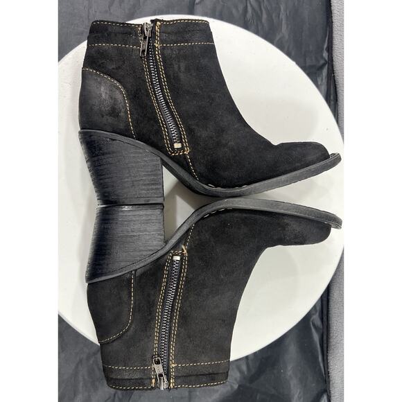 Born Alana Dual Zip Ankle Boots Booties Leather Boho Moto Womens Size 7.5 Black - Picture 8 of 14